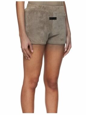 Essentials Velour Plush Shorts Size Small Taupe High Rise